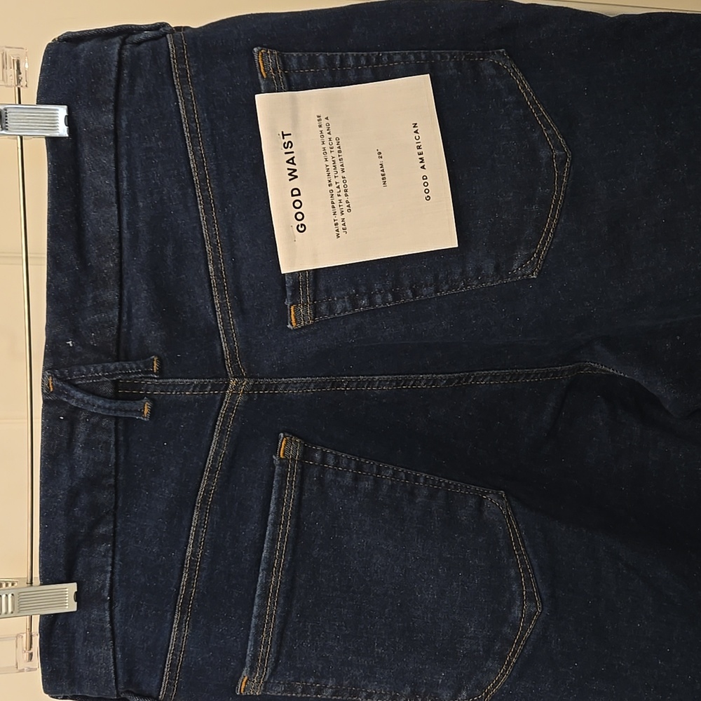 NWT Good American Good Waist Dark Blue Skinny Compression Jeans